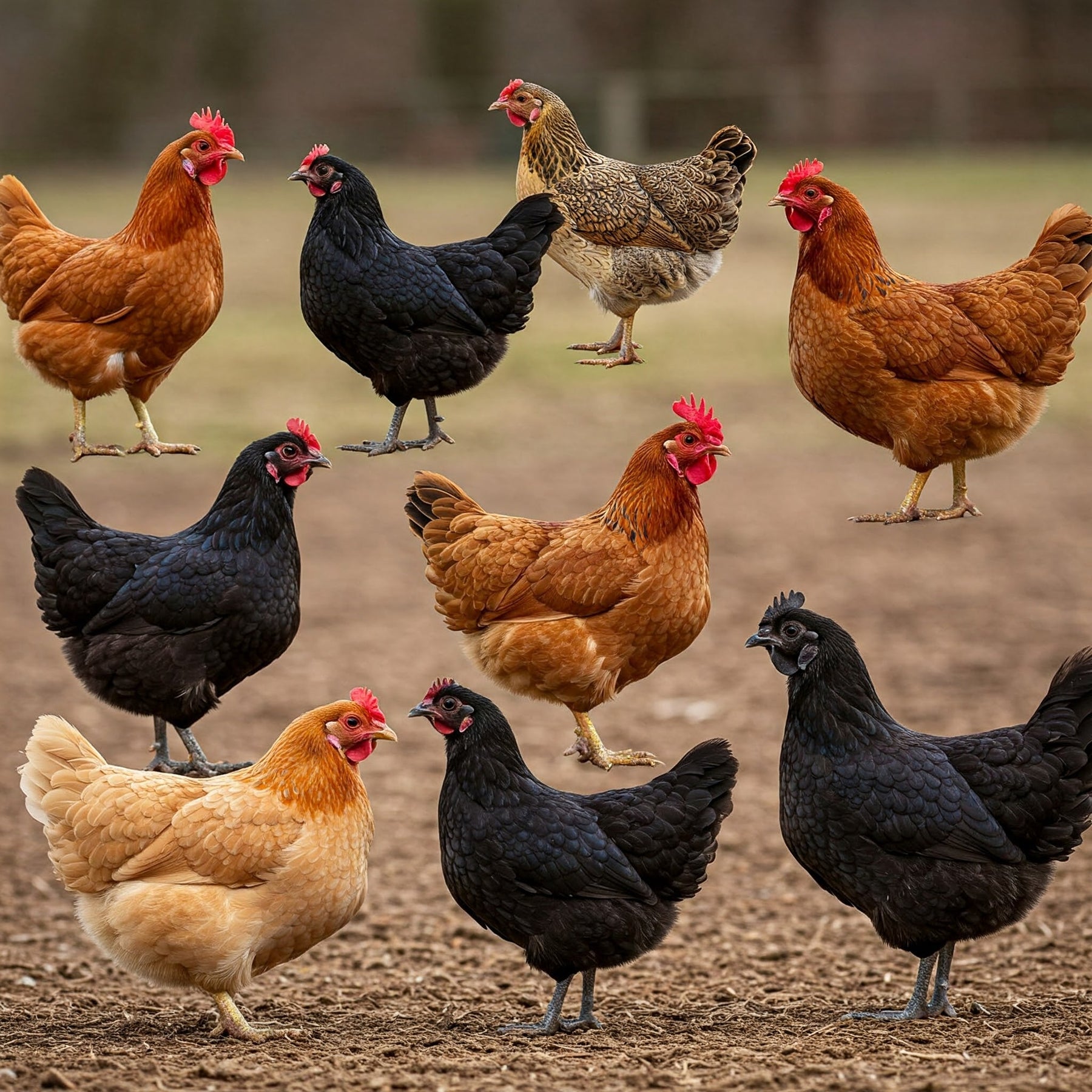 different breeds of chickens