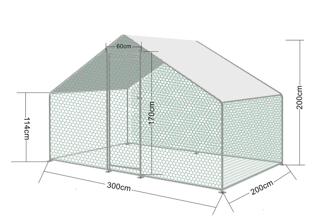 Metal Chicken Run 3m x 2m 25mm frame