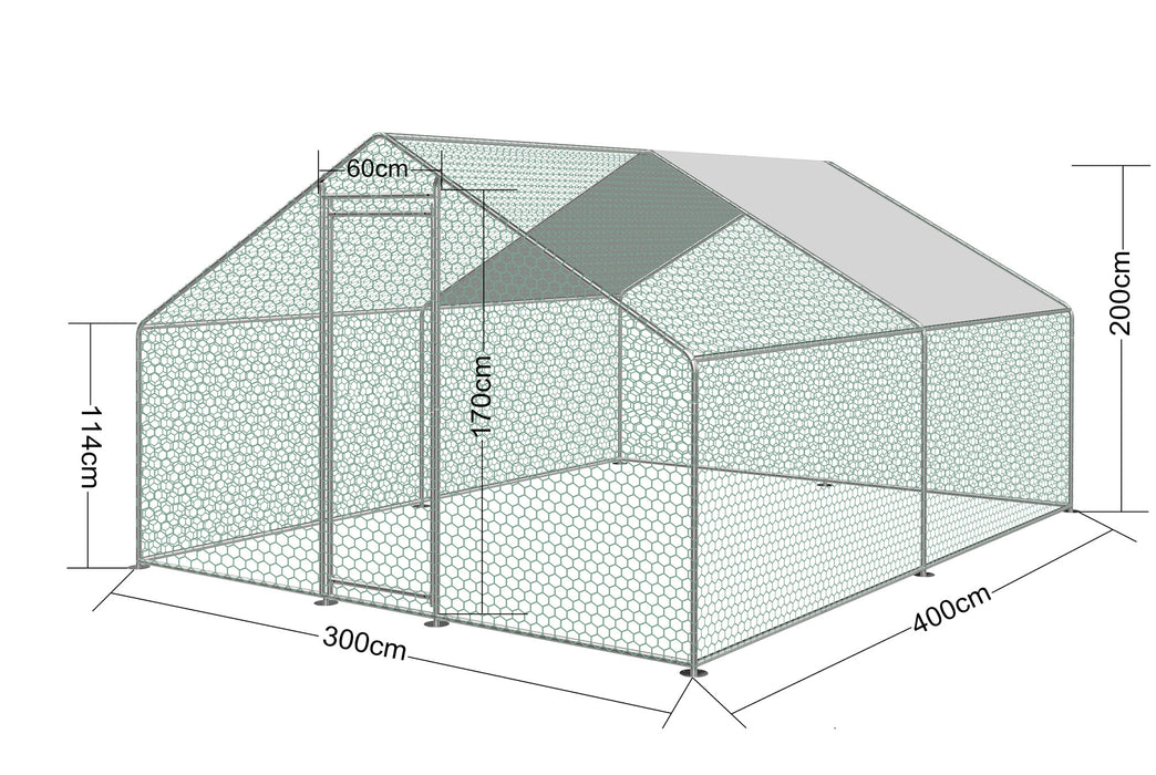 Metal Chicken or Duck Run 4m x 3m 25mm Large Strong Frame